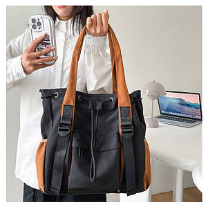 Сумка Eva Marrone, жіноча сумочка Єва Марроне, міська сумка-шопер Мароне чорного кольору Код 00-0400