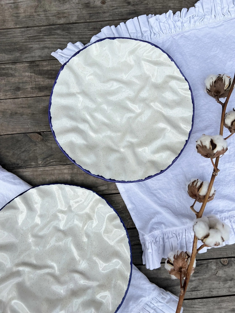 Тарілка Плоска Скеля 27 см Синій Лофт