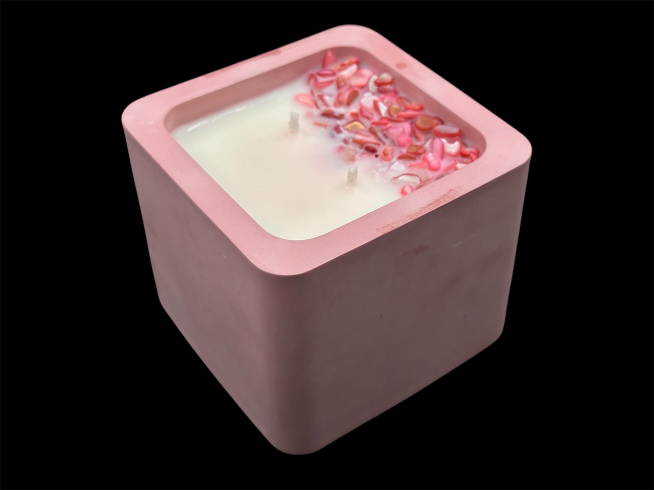 Ароматична свічка Магнолія Півонія у гіпсовому кашпо "Рожеве" 85х85х85мм, фото 1