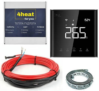Комплект тепла підлога CableKit Sensor-75 (0,4-0,5 м2 ) Нагрівальний кабель + терморегулятор 4HEAT