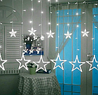 Гірлянда світлодіодна штора з великими та маленькими зірками 4 метри* 0.8 метра білий із різними режимами від, фото 3