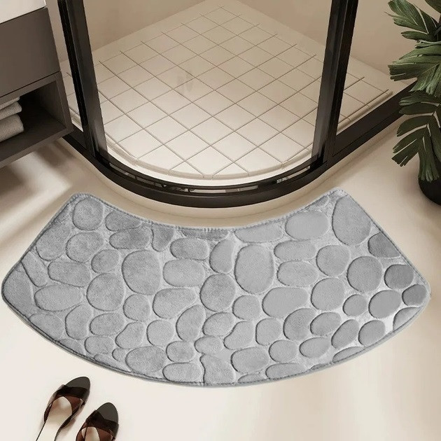 Килимок для ванної/ душовий вигнутий Антиковзний 37.5х99 см "Stones" Вологопоглинальний Сірий (8802291)