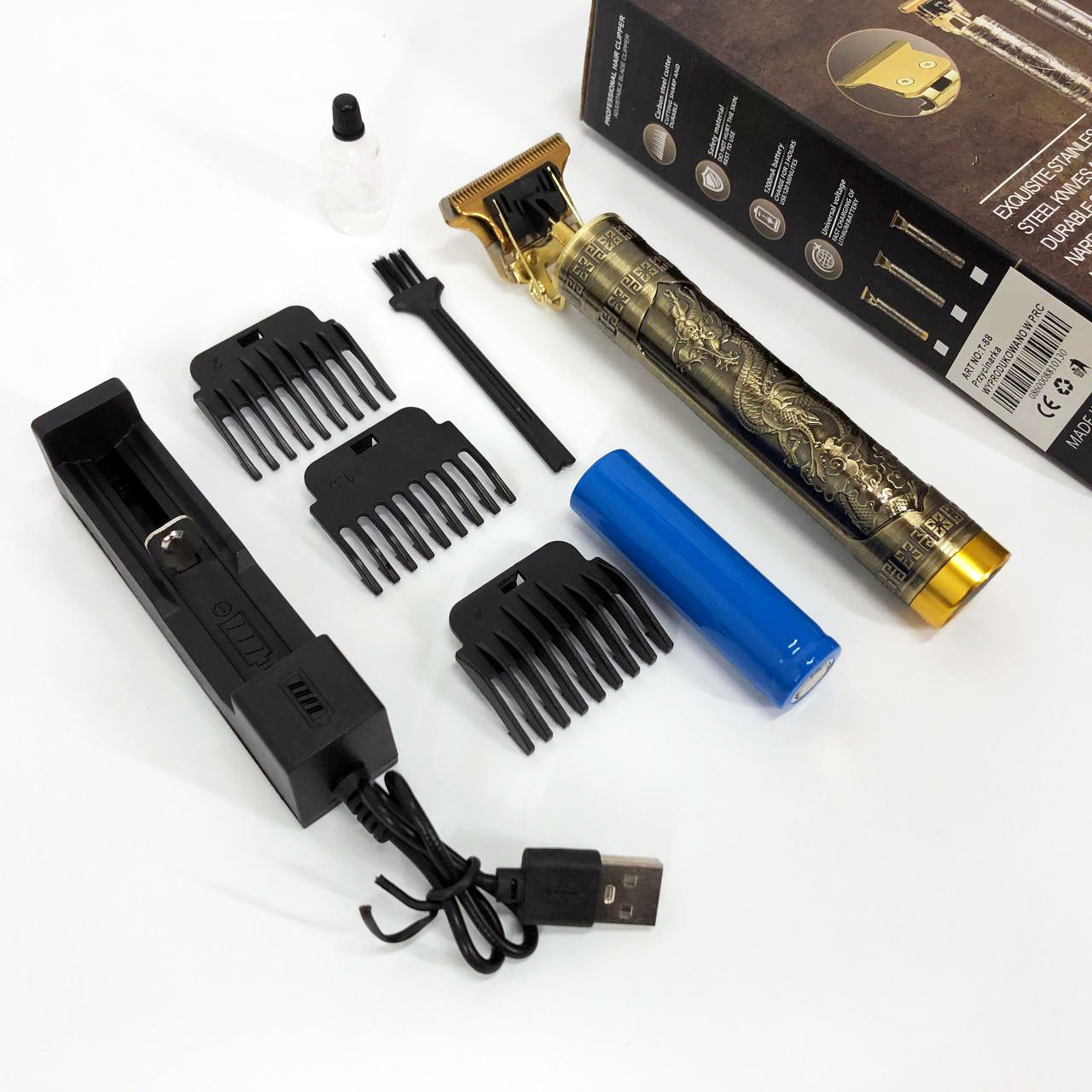 Стильна машинка для стрижки WS-T88, Професійна машинка для стрижки з насадками, Тример бездротовий VW-11, фото 1