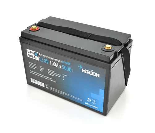 Літій-залізо-фосфатний акумулятор Merlion LiFePO4 12.8V 100AH (330x173x220) 10,3kg до 5000 циклов, фото 1