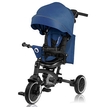 Велосипед триколісний дитячий із батьківською ручкою Lionelo Tris Plus Blue Denim Синій