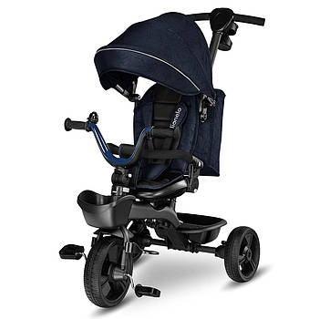 Велосипед триколісний дитячий з батьківською ручкою Lionelo Kori Blue Navy Синій