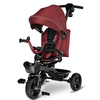 Велосипед триколісний дитячий з батьківською ручкою Lionelo Kori Red Burgundy Червоний