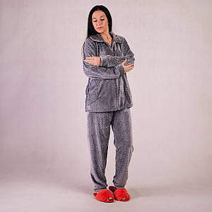 Жіноча махрова піжама "Коса-ворот-сірий" 44-60р.