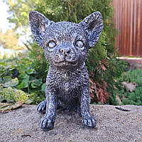 Декоративна скарбничка Чихуахуа, чорно-срібна (16х10 см), скарбничка для грошей, скарбничка у вигляді собачки