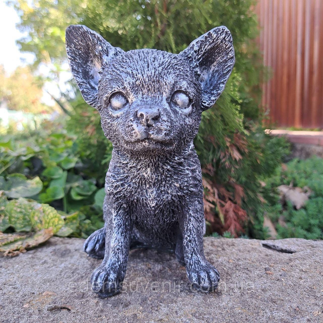 Декоративна скарбничка Чихуахуа, чорно-срібна (16х10 см), скарбничка для грошей, скарбничка у вигляді собачки, фото 1