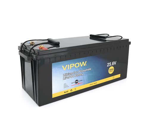Акумуляторна батарея Vipow LiFePO4 25,6V 100Ah із вбудованою ВМS платою 80A (523*207*215), 19kg, фото 1