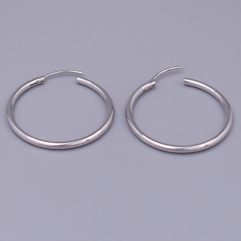 Сережки-кільця XР. Родій. Діаметр: 31 мм. Товщина: 2 мм.