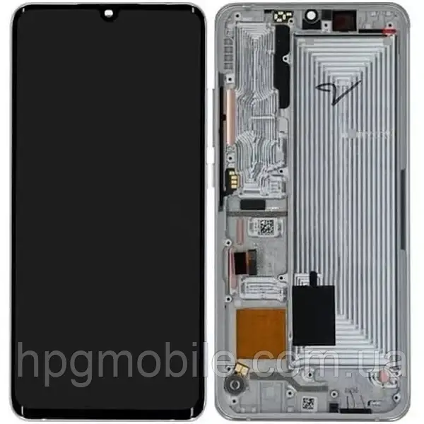 Дисплей для Xiaomi Mi Note 10 / Mi Note 10 Lite / Mi Note 10 Pro OLED модуль (екран та сенсор) з рамкою, оригінал, Білий, фото 1