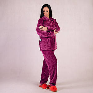 Жіноча махрова піжама "Коса-ворот-фуксія" 44-56р.