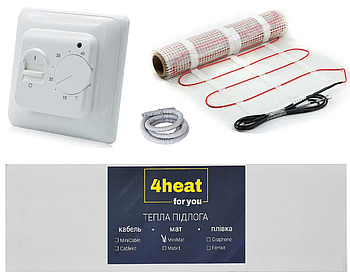 Комплект тепла підлога MatKit Standart-1,0 м2 | Нагрівальний мат 4HEAT + терморегулятор
