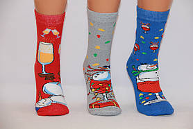 Жіночі шкарпетки махрові новорічні JNLEP 36-39 к-6 набір сніговики