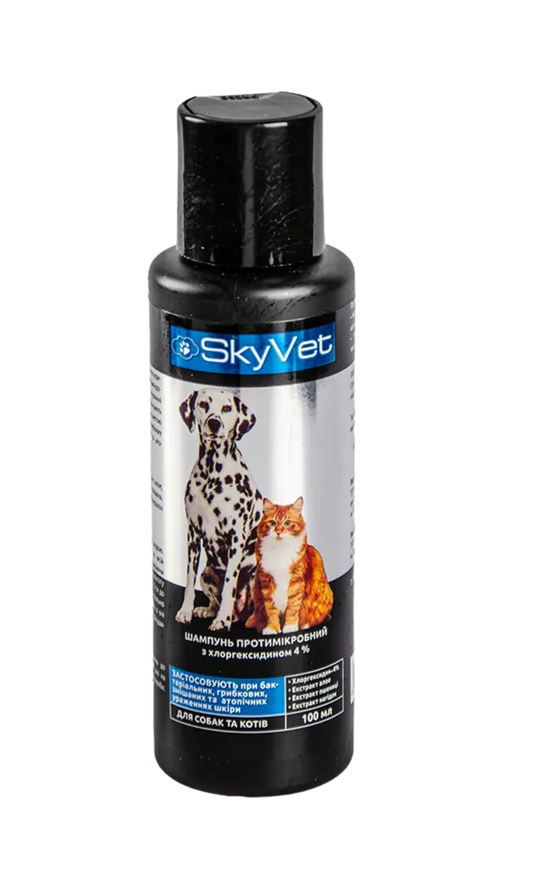 Шампунь Скайвет SkyVet для собак та кішок протимікробний з хлоргексидином, 100 мл