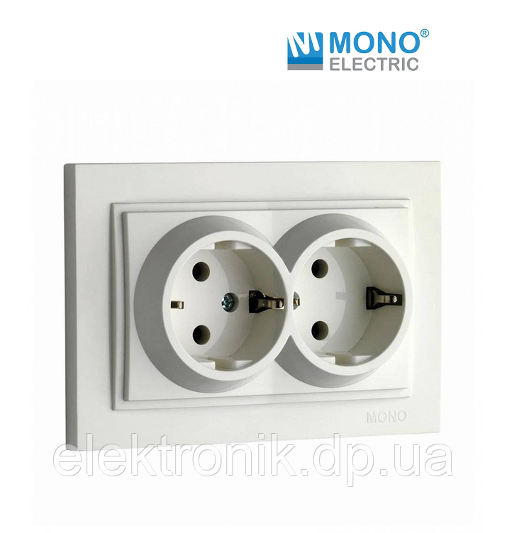 Розетка подвійна із заземленням Mono Electric, DESPINA білий