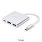 USB-хаб HOCO HB14 Easy use Type-C adapter(Type-C to USB3.0+HDMI+PD) Silver, фото 5