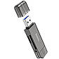 USB-хаб HOCO HB39 USB/Type-C 3.0 high-speed card reader Metal Gray, фото 3