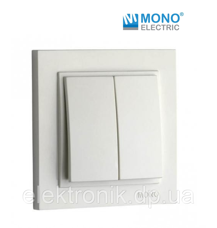 Выключатель двойной белый Mono Electric, DESPINA
