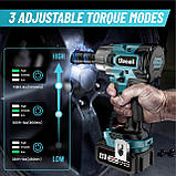 Акумуляторний ударний гайковерт з високим крутним моментом, ударний пістолет 1/2 батареї з 2 батареями 4.0 Ач, швидкий зарядний пр, фото 5