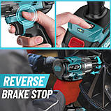 Акумуляторний ударний гайковерт з високим крутним моментом, ударний пістолет 1/2 батареї з 2 батареями 4.0 Ач, швидкий зарядний пр, фото 6