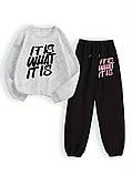 Теплий жіночий костюм штани та світшот з написом, фото 3