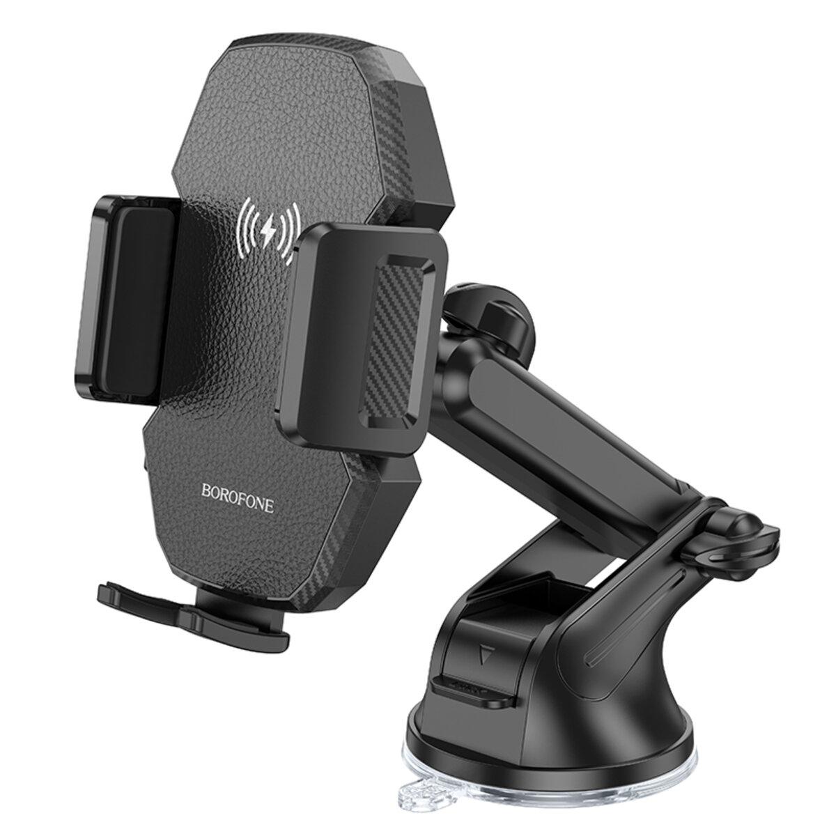 Автотримач для телефона з БЗП BOROFONE BH214 Adelante wireless fast charging car holder(center console) Black