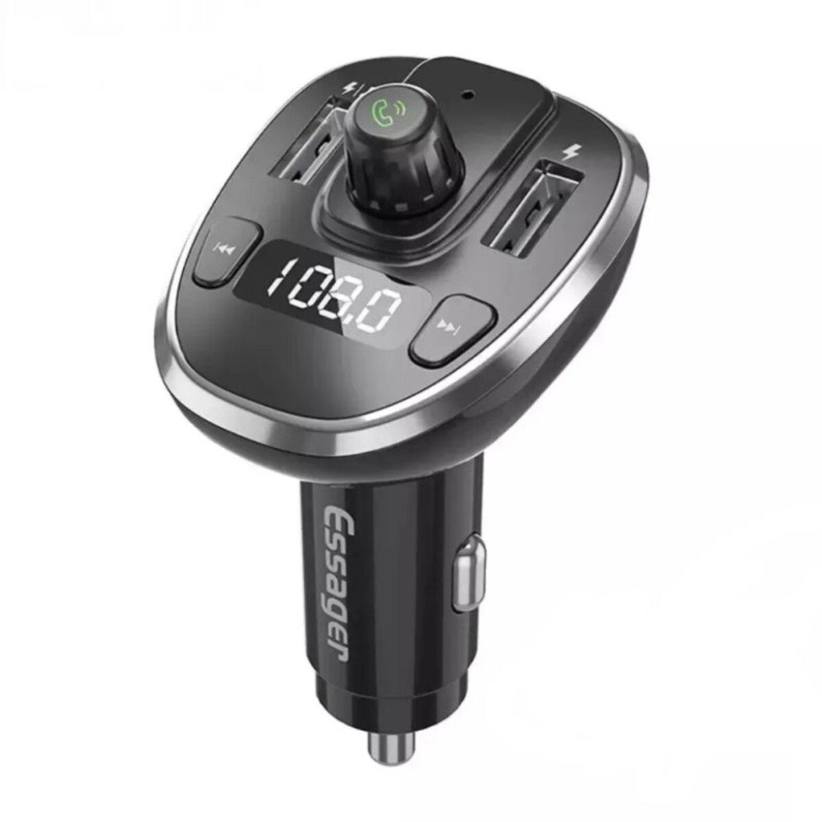 Автомобільний зарядний пристрій ESSAGER Dynamic Car Bluetooth MP3 Car Charger Sliver