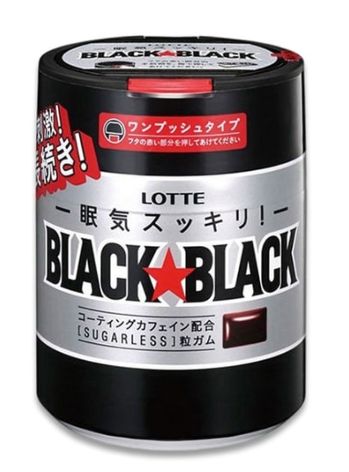 Японська жувальна гумка Lotte Black Sugarless Gum One-Push Bottle 140 г