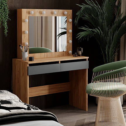 Стіл туалетний Malta з LED-підсвіткою Дуб крафт золотий/Графіт ТМ ARTinHEAD, фото 1