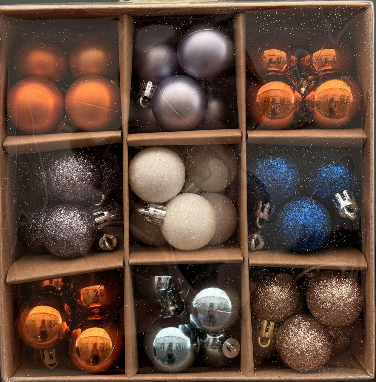 Ялинкові іграшки куля в упаковці ціна вказана за упаковку 54 шт кульки d 2.5 см