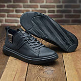 Кеди Чоловічі Шкіряні Чорні, фото 2