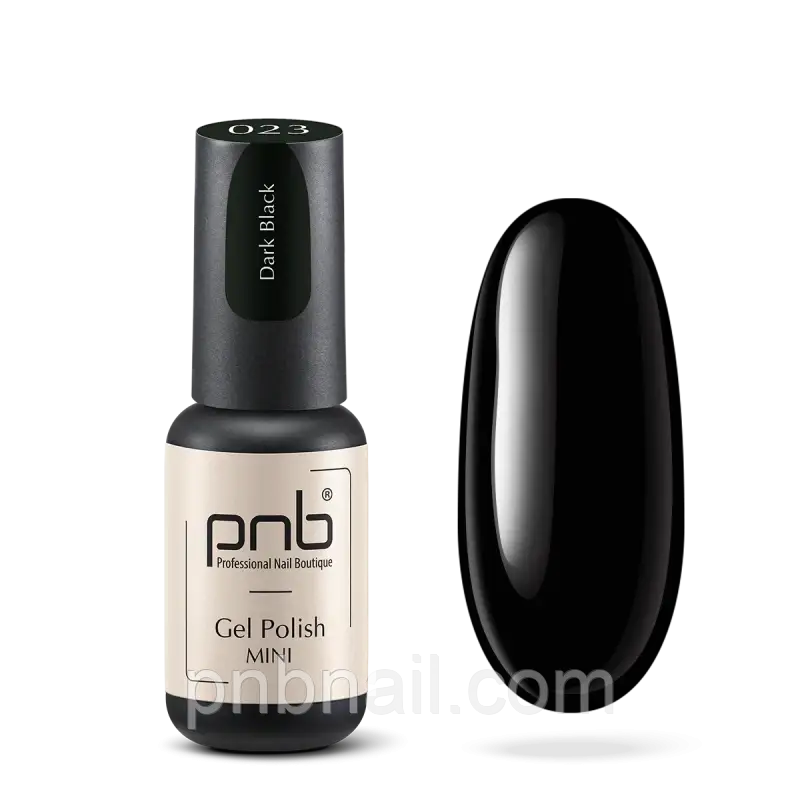Гель-лак PNB 023 з тонким пензлем (чорний щільний), 4 ml