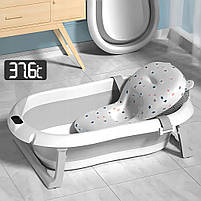 Дитяча ванночка для купання новонароджених з термометром та подушкою Сіра, фото 6