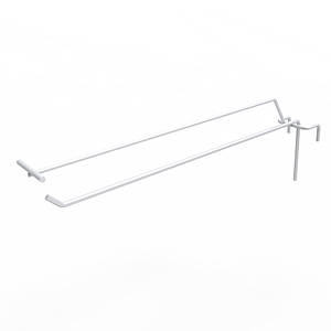 Гачок одинарний на торгову сітку з цінникотримачем 250 мм D4 мм, білий