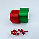 Стрічка атласна, 5 см, зелена, 23 м - рулон, фото 2