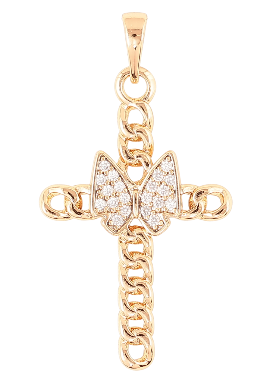 Кулон Xuping Позолота 18K "Хрест візерунок ланцюжок з метеликом» для ланцюжка до 6мм