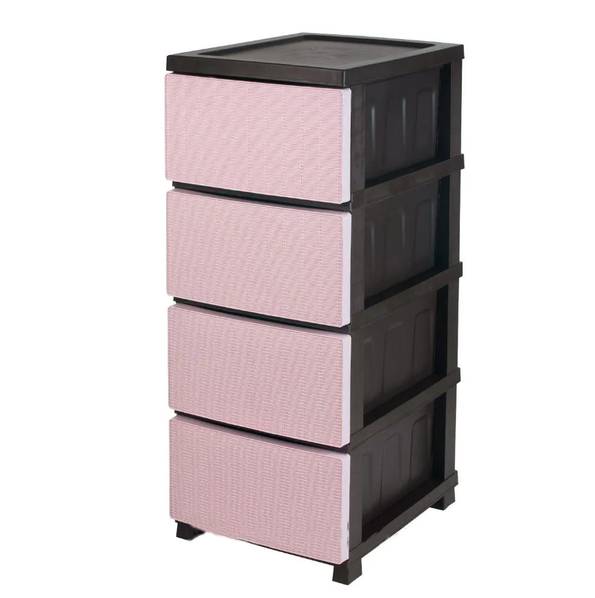 Комод пластиковый "Ротанг" 4 яруса 86*45*35 см R-Plastic (Пудрово-коричневий)
