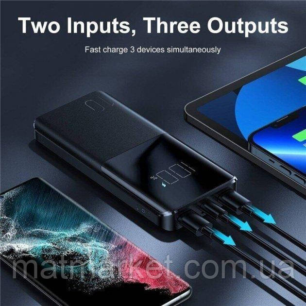 Power Bank 10000 mAh / 37Wh з функцією швидкого заряджання, JOMROOM JR-QP191 повербанк, black