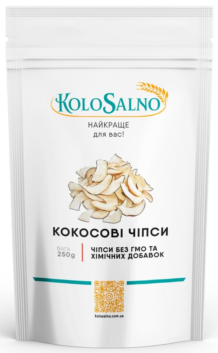 Кокосові чіпси - 250 грам, KoloSalno