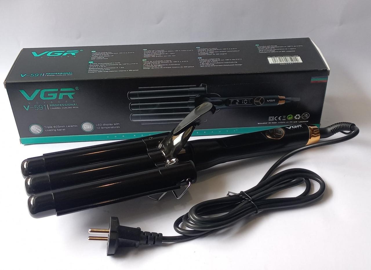 Плойка Хвиля Потрійна VGR V-591 діаметр 25, фото 1