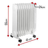 Обігрівач масляний, побутовий, портативний Adler AD 7816 (9 ребер, 2000 Вт,  захист від перегріву, білий), фото 5