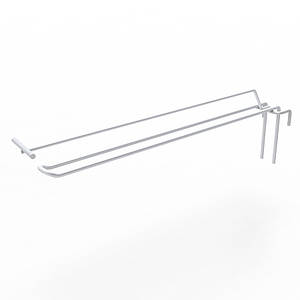 Гачок подвійний на торгову сітку з цінникотримачем 250 мм D4 мм, білий