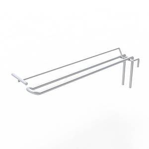 Гачок подвійний на торгову сітку з цінникотримачем 200 мм D5 мм, білий