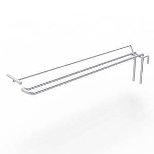 Гачок подвійний на торгову сітку з цінникотримачем 250 мм D5 мм, білий