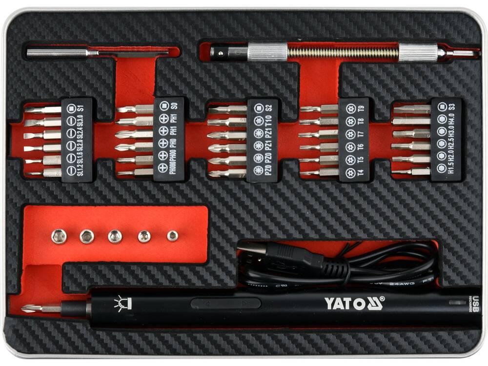Акумуляторна викрутка 3,6 В з бітами 39 шт. YATO YT-27930