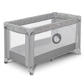 Ліжечко манеж приставне Stefi Grey Concrete Multicolor (бічний вхід, складаний, на коліщатках) Сірий