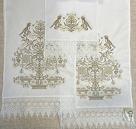 Весільний набір рушників "Берегиня" в бежевих кольорах (4 рушники)
